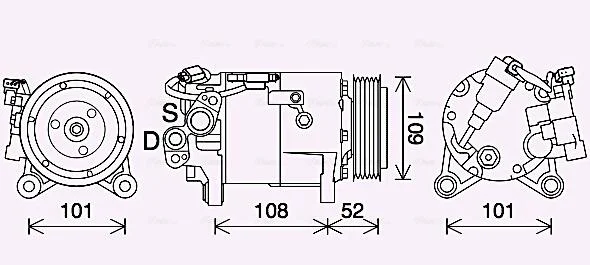 AVA BMW Компресор кондиціонера 2 Active Tourer (F45) 14-, 2 Gran Tourer (F46) 14-, 7 (G11, G12) 15-, X3 (F25) 14-, MINI AVA COOLING BWAK566 (фото 1)