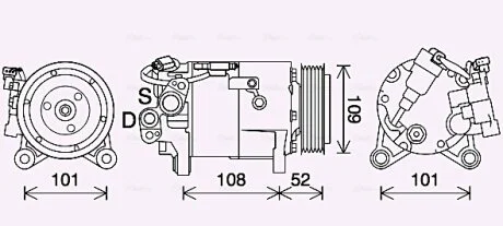 AVA BMW Компресор кондиціонера 2 Active Tourer (F45) 14-, 2 Gran Tourer (F46) 14-, 7 (G11, G12) 15-, X3 (F25) 14-, MINI AVA COOLING BWAK566