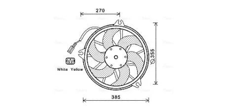 AVA CITROEN Вентилятор радіатора C8 2.0 02-, JUMPY 1.6 07-, JUMPY 2.0 07-, FIAT, LANCIA, PEUGEOT AVA COOLING CN7536