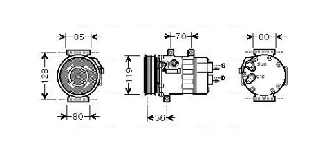 AVA CITROEN Компресор кондиціонера C8 2.0 HDi 02-, JUMPY I, JUMPY II, PEUGEOT, FIAT AVA COOLING CNAK253