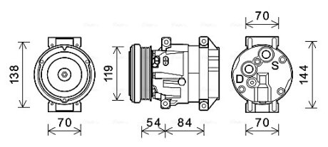 Компрессор кондиционера Chevrolet Epica (05-) 2.0i, 2.5i, Cruze (09-) 2.0 TDCI (AVA COOLING CTAK055