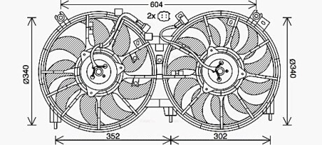 AVA NISSAN Вентилятор радіатора (2 шт) MURANO II 3.5 08-, TEANA II 2.5, 3.5 08- AVA COOLING DN7537