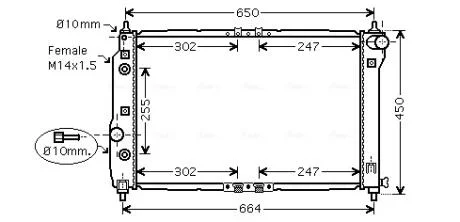 Радиатор охлаждения Авео T200(02-)/Т250(06-) (L=600) АКПП (с конд) (алюм-паяный) AVA AVA COOLING DWA2068