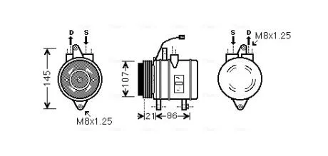AVA CHEVROLET Компресор кондиціонера MATIZ 0.8 05-, SPARK 0.8 05-, DAEWOO AVA COOLING DWAK079