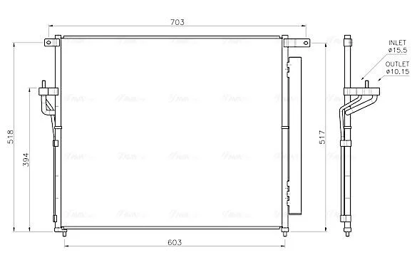 AVA FORD Радіатор кондиціонера (конденсатор) з осушувачем Ranger 2.2/3.2TDCi 11- AVA COOLING FD5706D (фото 1)