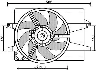 AVA FORD Вентилятор радіатора (з дифузором) FIESTA V 01-, FUSION 02-, MAZDA AVA COOLING FD7553