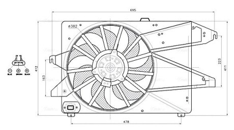 AVA FORD Вентилятор радіатора MONDEO III 00- AVA COOLING FD7713