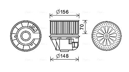 Вентилятор отопителя салона Ford Focus (13-20), C-MAX (11-19) AVA AVA COOLING FD8633