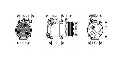 AVA FORD Компресор кондиціонера C-MAX 1.8, 2.0 07-, FOCUS II 1.8, 2.0 04-, VOLVO AVA COOLING FDAK391