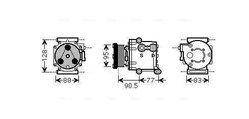 Компрессор кондиционера Ford Fiesta Fusion 1,25-1,6i, Fiesta 1,25-1,6i 08> AVA AVA COOLING FDAK434 (фото 1)