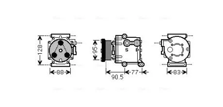 Компрессор кондиционера Ford Fiesta Fusion 1,25-1,6i, Fiesta 1,25-1,6i 08> AVA AVA COOLING FDAK434