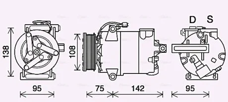 AVA FORD Компресор кондиціонера TOURNEO CUSTOM V362 2.2 12- AVA COOLING FDAK635
