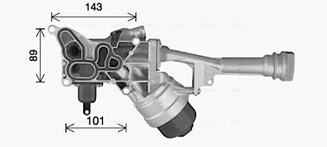 AVA FIAT Оливний радіатор (з корпусом) 500 1.3 09-, DOBLO 1.3, 1.4 10-, LANCIA, OPEL, VAUXHALL AVA COOLING FT3478H
