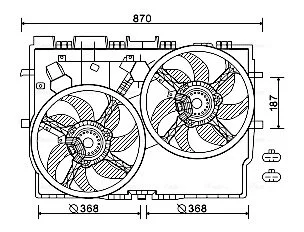AVA CITROEN Вентилятор радіатора двиг. (з дифузором) JUMPER II 2.2 06-, 3.0 06-, FIAT, PEUGEOT AVA COOLING FT7584