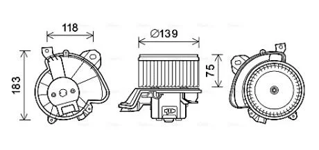 Вентилятор отопителя салона Citroen Nemo Peugeot Bipper Fiat Qubo 1,3HDI 08> Punto 1,4i 07> man AC+/- AVA AVA COOLING FT8431