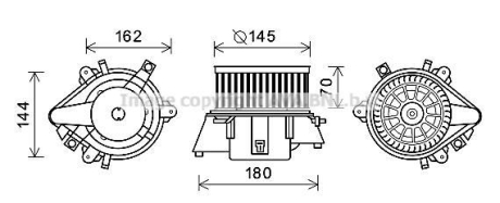 Вентилятор отопителя салона Fiat Doblo I 01>10 AC+ AVA COOLING FT8438 (фото 1)