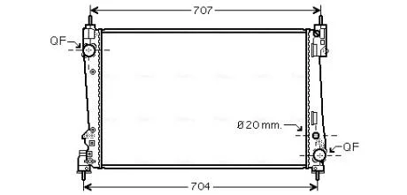 Радиатор охлаждения двигателя Fiat Doblo 10> 1,6-2,0 MJet MT AC+/-, Opel Combo 1,6-2,0 CDTI 12> AC+/- AVA AVA COOLING FTA2312