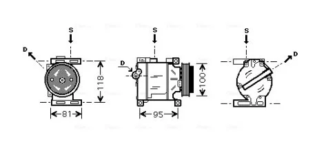 AVA FIAT Компресор кондиціонера 500 0.9, 1.2 07-, CHRYSLER, LANCIA, FORD AVA COOLING FTAK090