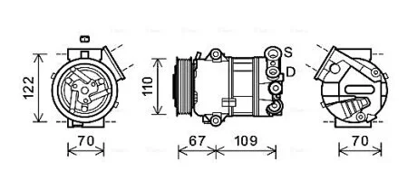 AVA FIAT Компресор кондиціонера 500L 1.3 12-, TIPO 1.3, 1.6 15- AVA COOLING FTAK408