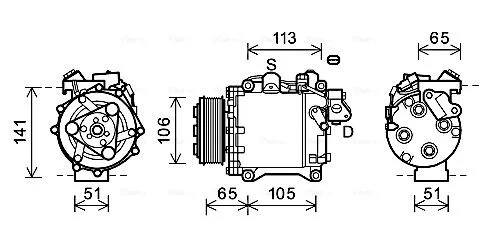 Компресор кондиціонера Honda CR-V III, IV (07-) 2.4 IVTEC AVA AVA COOLING HDAK263 (фото 1)