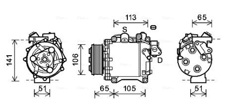 Компрессор кондиционера Honda CR-V III, IV (07-) 2.4 IVTEC AVA AVA COOLING HDAK263