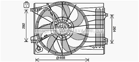 AVA HYUNDAI Вентилятор радіатора (дифузор в зборі) TUCSON 2.7 04-, KIA AVA COOLING HY7572