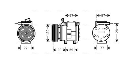 AVA KIA Компресор кондиціонера SORENTO I 2.5 02- AVA COOLING KAAK117