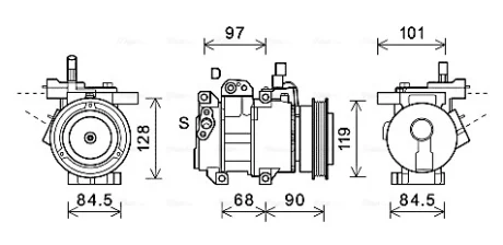 Компресор кондиціонера KIA Cerato (04-) 2.0i AVA AVA COOLING KAAK261