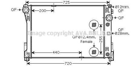 AVA Радіатор охолодження MERCEDES-BENZ C-SERIES W204 (2007) C320 3.0 CDI AVA COOLING MSA2546