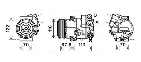 AVA OPEL Компресор кондиціонера ASTRA J 1.3 CDTI 12-, MERIVA B 1.7 CDTI AVA COOLING OLAK605
