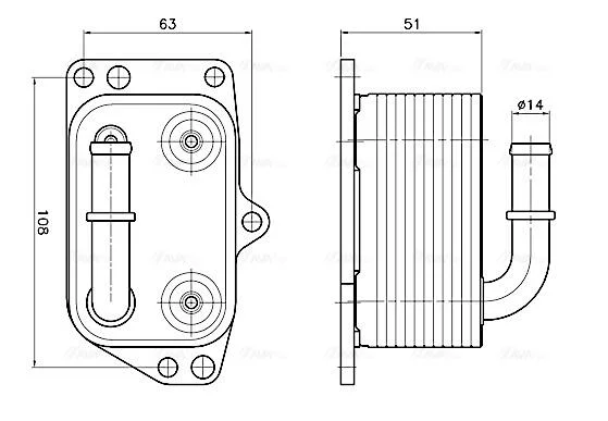 Радиатор масляный Citroen C4 (05-), C5 (08-), Jumpy (07-)/Peugeot 307 (01-), 407 AVA COOLING PE3433 (фото 1)