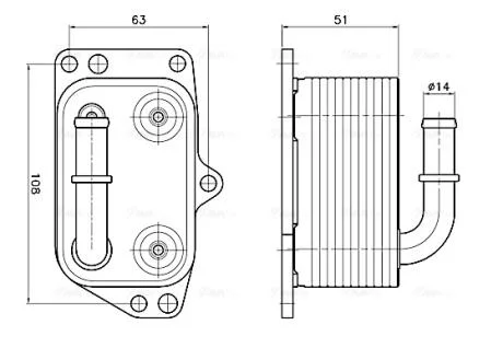 Радіатор масляний Citroen C4 (05-), C5 (08-), Jumpy (07-)/Peugeot 307 (01-), 407 (04-), Expert (07-) 1.8i, 2.0i AVA AVA COOLING PE3433