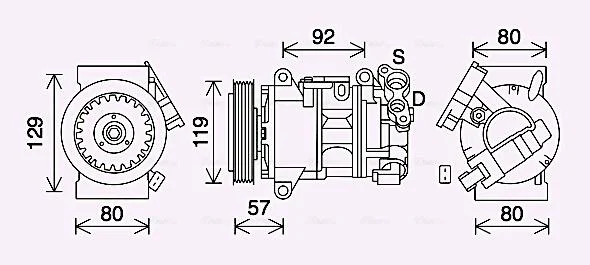 AVA CITROEN Компресор кондиціонера BERLINGO 17-, C3 PICASSO 15-, C4 PICASSO II 13-, OPEL, PEUGEOT AVA COOLING PEAK408 (фото 1)
