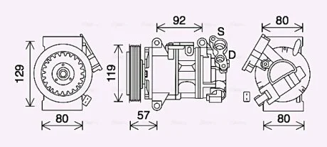AVA CITROEN Компресор кондиціонера BERLINGO 17-, C3 PICASSO 15-, C4 PICASSO II 13-, OPEL, PEUGEOT AVA COOLING PEAK408