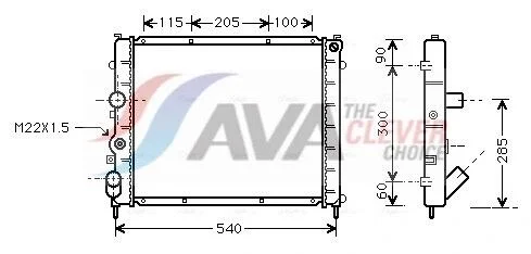 Радиатор охлаждения двигателя KANGOO 15D/19D MT -AC 97- (Ava) AVA COOLING RTA2215 (фото 1)
