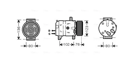 AVA RENAULT Компресор кондиціонера Master II, Espace III, Megane I, Scenic, Trafic II, Nissan, Opel Movano, Vivaro AVA COOLING RTAK069