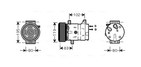 AVA RENAULT Компресор кондиціонера Master II, Trafic II, Opel Movano, Vivaro, Nissan 2.2/2.5dCi 01- AVA COOLING RTAK440