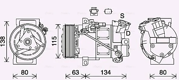 Компресор кондиціонера Renault Clio IV, Captur (13-) 0.9 TCE, 1.2 TCE AVA AVA COOLING RTAK640 (фото 1)