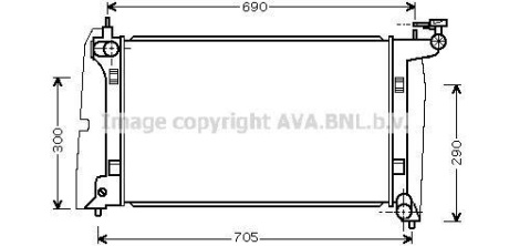 Радіатор охолодження двигуна Toyota Avensis 03>08 1,6i 1,8i AVA COOLING TO2302 (фото 1)