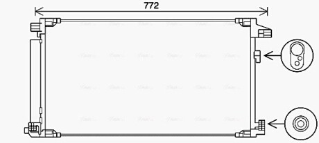 AVA TOYOTA Радіатор кондиціонера (конденсатор) з осушувачем PRIUS 1.8 Hybrid 15-, LEXUS AVA COOLING TO5741D