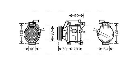 AVA TOYOTA Компресор кондиціонера COROLLA 1.4-2.0 01- AVA COOLING TOAK443