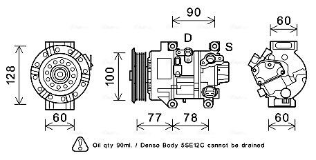 AVA TOYOTA Компресор кондиціонера AVENSIS 2.0 D-4D 03-, COROLLA 2.0 D-4D 04- AVA COOLING TOAK584