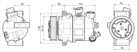 AVA VW Компресор кондиціонера BEETLE 2.0 14-, ARTEON 2.0 18-, GOLF VII 1.4, 2.0 13- AVA COOLING VNAK341