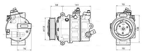 AVA VW Компресор кондиціонера BEETLE 14-, CALIFORNIA T6 15-, SEAT AVA COOLING VNAK446