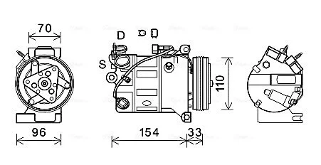 AVA VOLVO Компресор кондиціонера S60 II 12-, V70 III 12-, XC60 I 08- AVA COOLING VOAK183