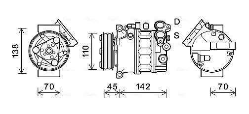 AVA FORD Компресор кондиціонера C-MAX II 1.6 10-, FOCUS III 1.6 10-, MAZDA, VOLVO AVA COOLING VOAK192 (фото 1)