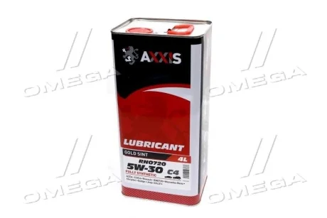 Масло моторн. AXXIS 5W-30 С4 RN0720 Gold Sint (Каністра 4л) Axxis AX-2189