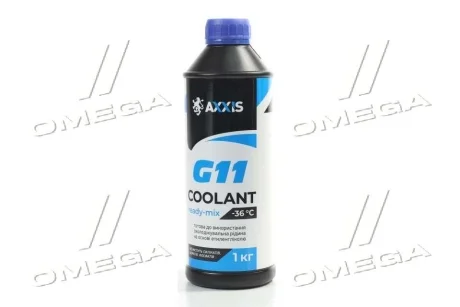 Антифриз BLUE G11 Сoolant Ready-Mix -36°C <AXXIS> (синій) (Каністра 1кг) Axxis AX-P999-G11B RDM1