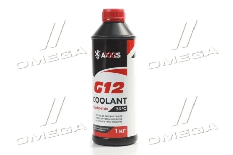 Антифриз RED G12 Сoolant Ready-Mix -36°C <AXXIS> (червоний) (Каністра 1кг) Axxis AX-P999-G12R RDM1