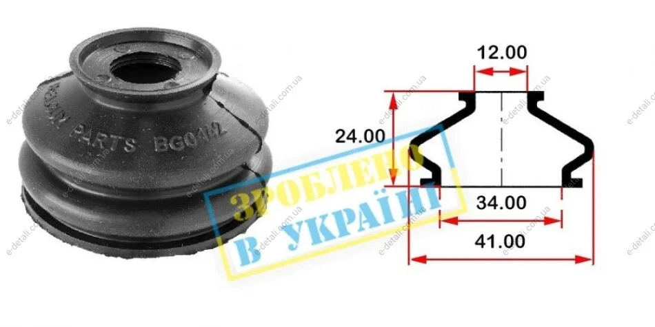 Пыльник опоры шаровой рулевого наконечника (универсальный) (34х12x24) BELGUM PARTS BG0142 (фото 1)